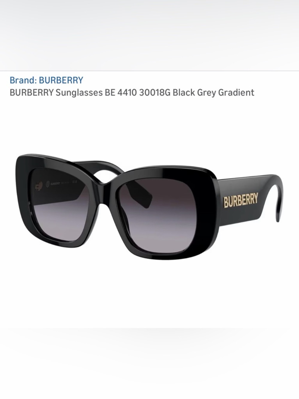 Burberry Black Sunglasses with Grey Gradient Lenses